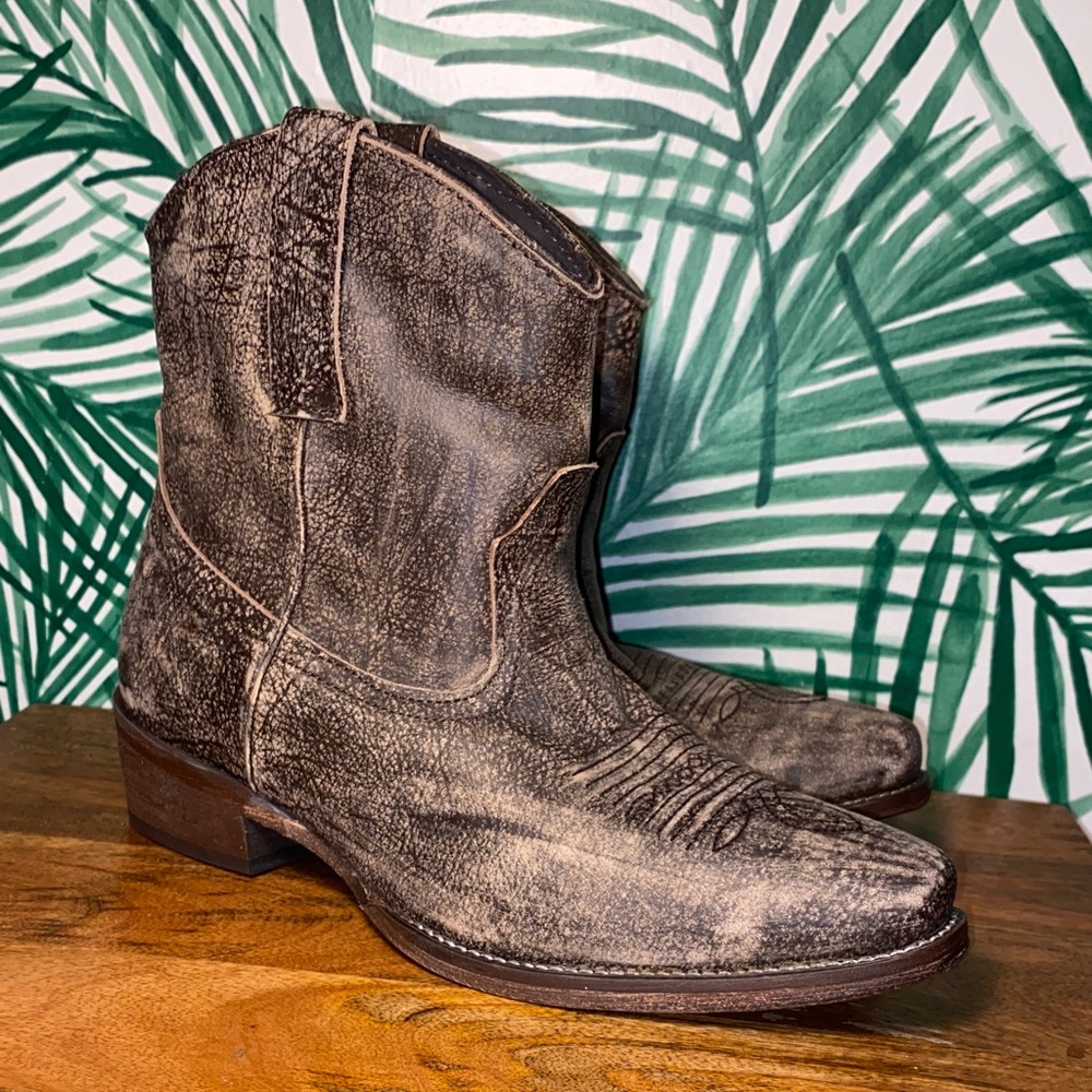 Roper Brown Leather Western Ankle Boots Women’s 8.5